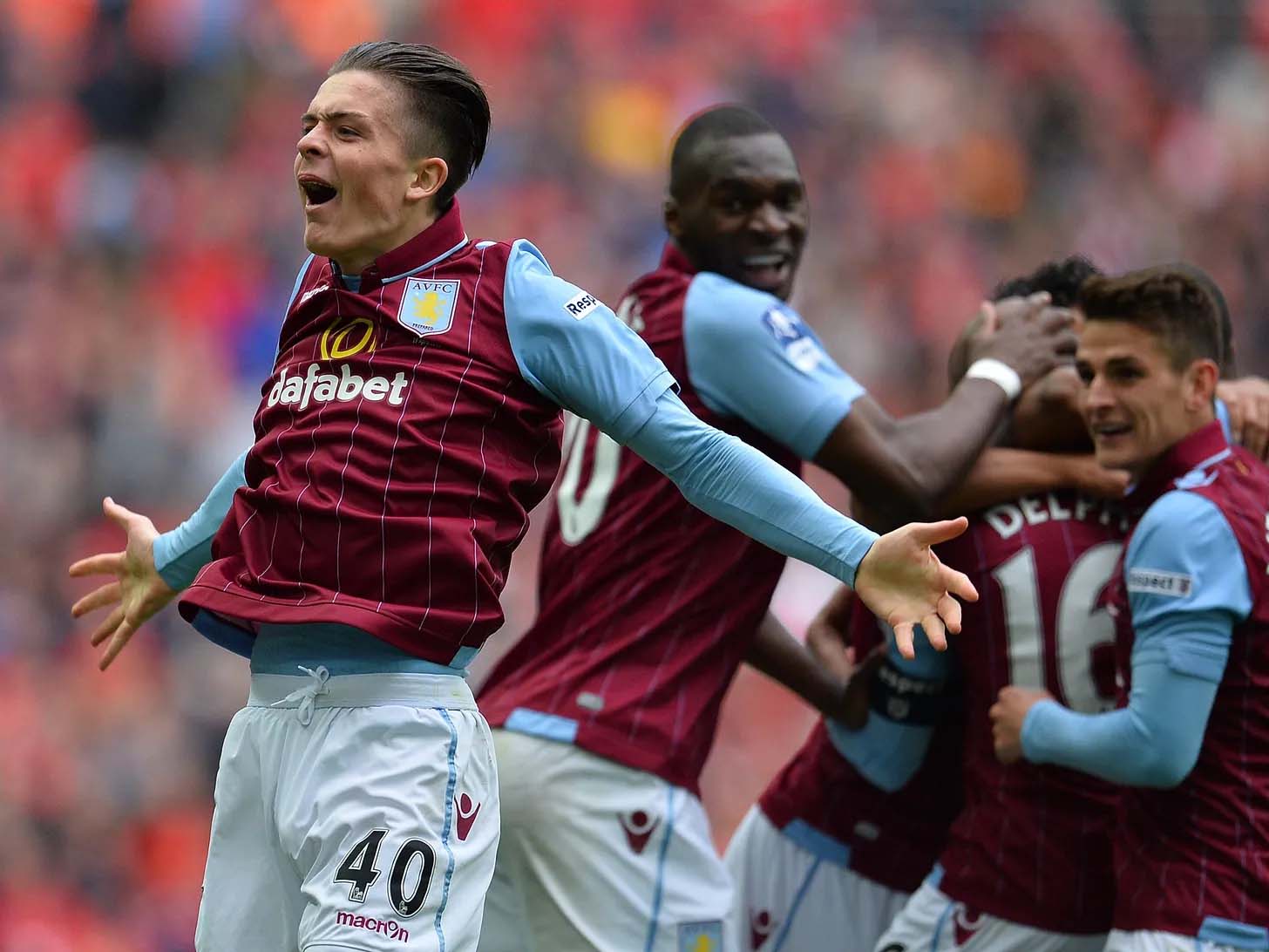 Jack Grealish celebrates scoring for Aston Villa