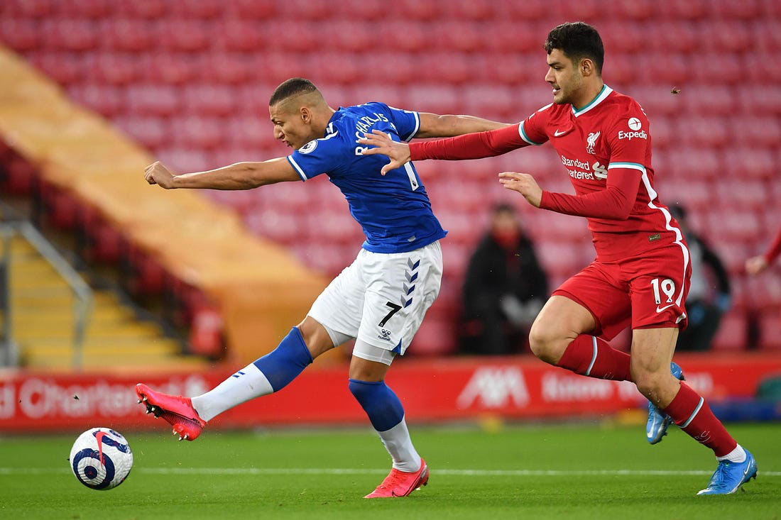 Richarlison scores for Everton at Anfield