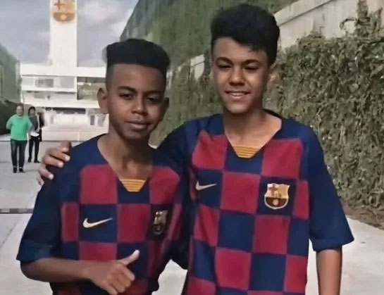 Lamine Yamal and Adam Aznou as youths at Barcelona's academy